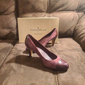 Cole Haan Air Margot Pump II Women Size 9B Burgundy Suede Patent Leather